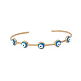 Blue Enamel Bracelet Evil Eye Cuff Bracelet Gold Plated Bangle