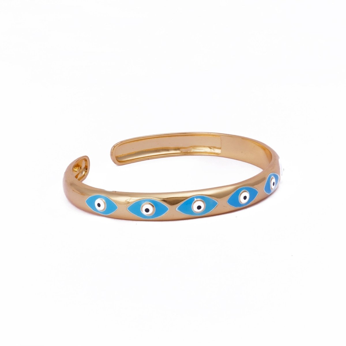 Blue Enamel Bracelet Open Cuff Bracelet Gold Plated Bangle