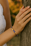 Blue Enamel Bracelet Open Cuff Bracelet Gold Plated Bangle
