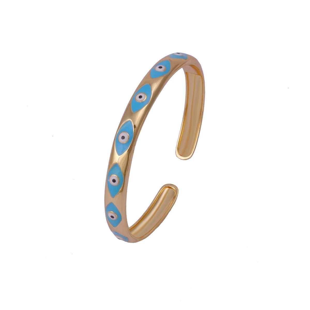 Blue Enamel Bracelet Open Cuff Bracelet Gold Plated Bangle