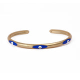 Blue Enamel Bracelet Open Cuff Bracelet Gold Plated Bangle