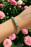 Blue Enamel Bracelet Open Cuff Bracelet Gold Plated Bangle