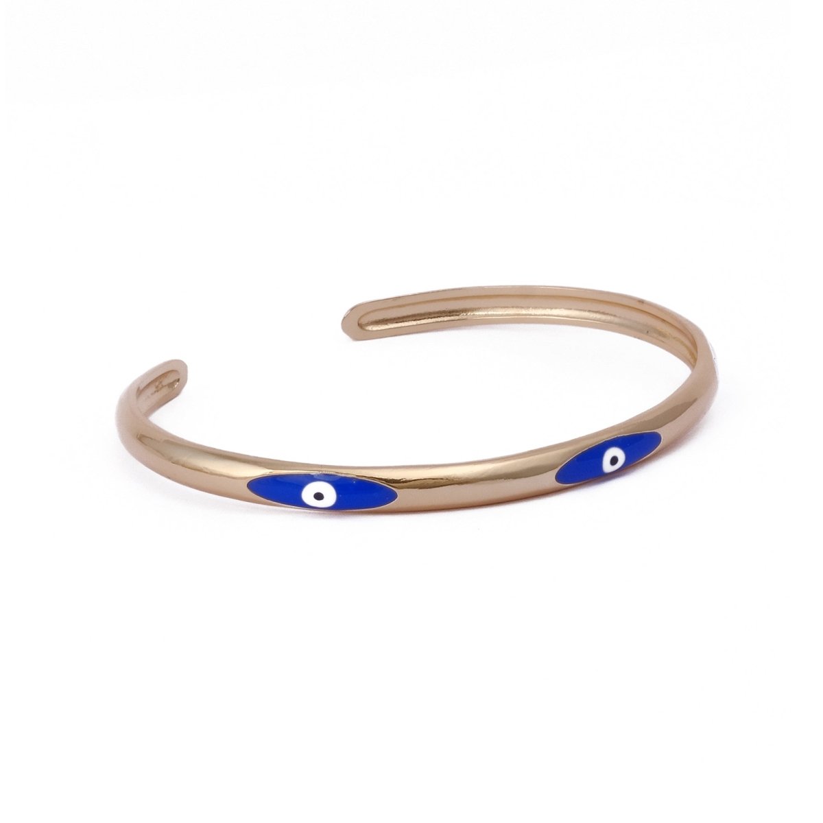 Blue Enamel Bracelet Open Cuff Bracelet Gold Plated Bangle