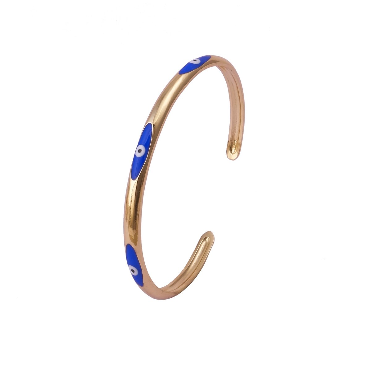 Blue Enamel Bracelet Open Cuff Bracelet Gold Plated Bangle