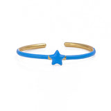 Blue Enamel Jewelry Star Shape Center Bangle Gold Plated Adjustable Bangle