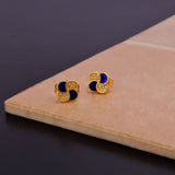 Blue Enamel Stud Earrings Floral Earrings Gold Plated Studs For Her