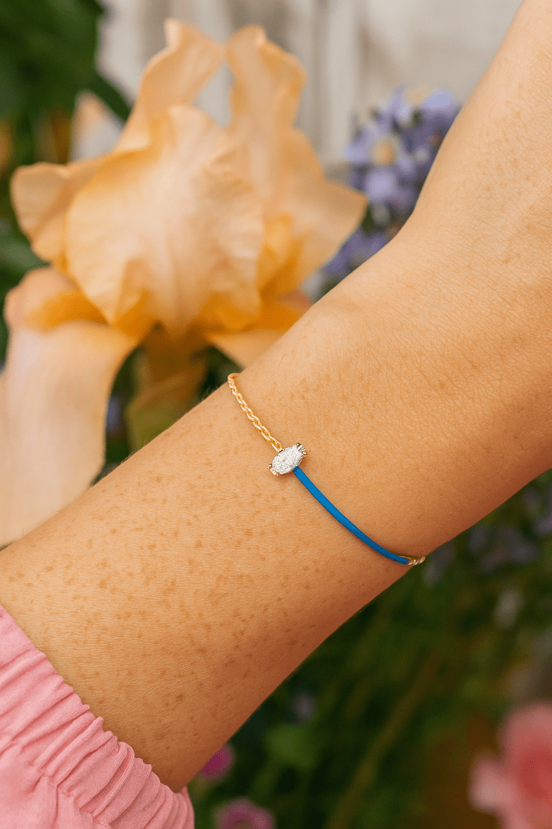 Blue Enamel Twisted Bangle Aesthetic Gold Plated Jewelry For Her