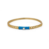 Blue Enamel With Cubic Zircon Bangle Aesthetic Gold Plated Jewelry For Her