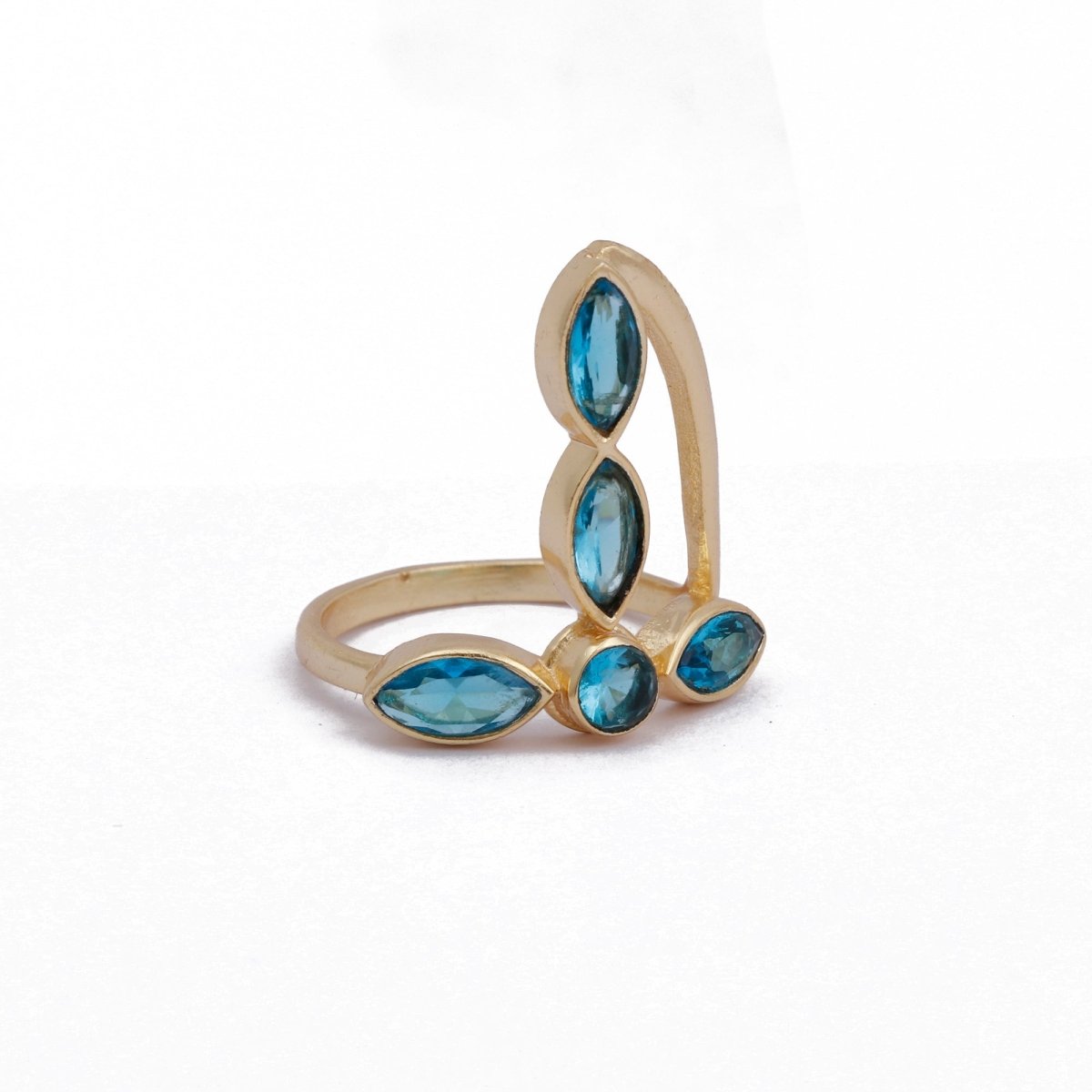 Blue Topaz Ring Dainty Gold Plated Ring, December Birthstone Ring