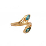 Blue Topaz Ring, Marquise Shape Gemstone Ring, Gold Plated Adjustable Statement Ring
