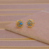 Blue Turquoise Earring Tiny Gold Plated Studs