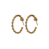 Blue Turquoise Star Hoop Stud Earrings Gold Plated Jewelry