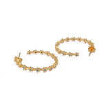 Blue Turquoise Star Hoop Stud Earrings Gold Plated Jewelry