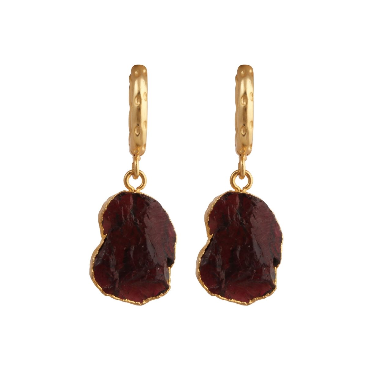 Boho Gold Hoop Earrings, Raw Natural Purple Amethyst Jewelry Minimalist Earrings 5216