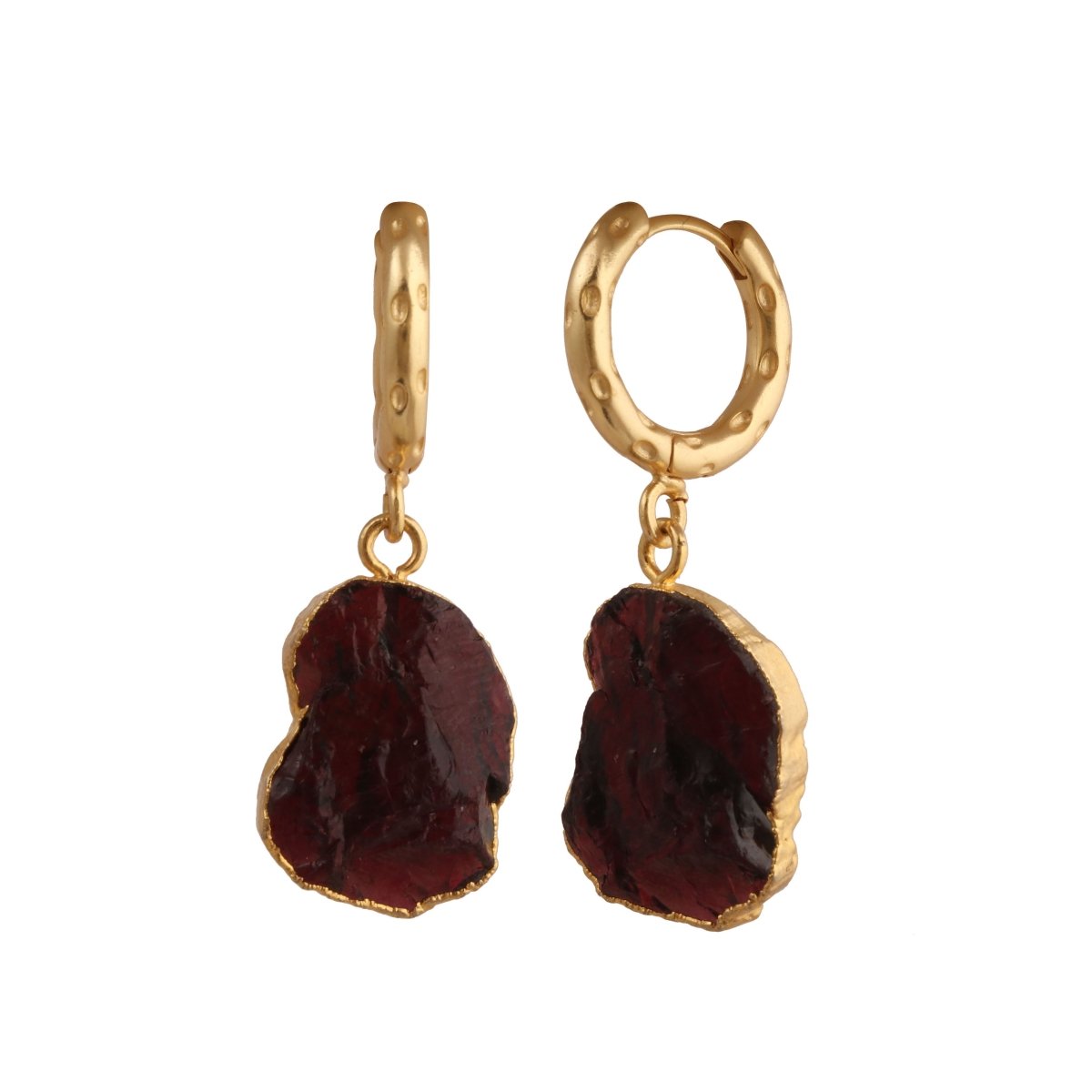 Boho Gold Hoop Earrings, Raw Natural Purple Amethyst Jewelry Minimalist Earrings 5216
