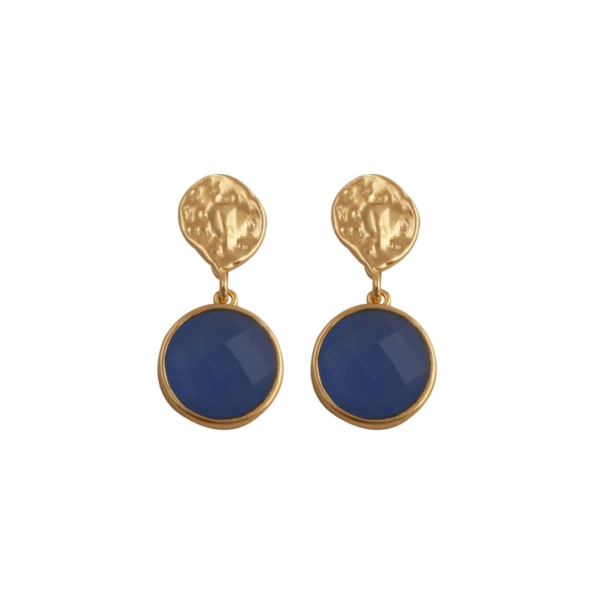 Boho Hammered Gold Plated & Gemstone White Moonstone Drop Earrings CE - 1038