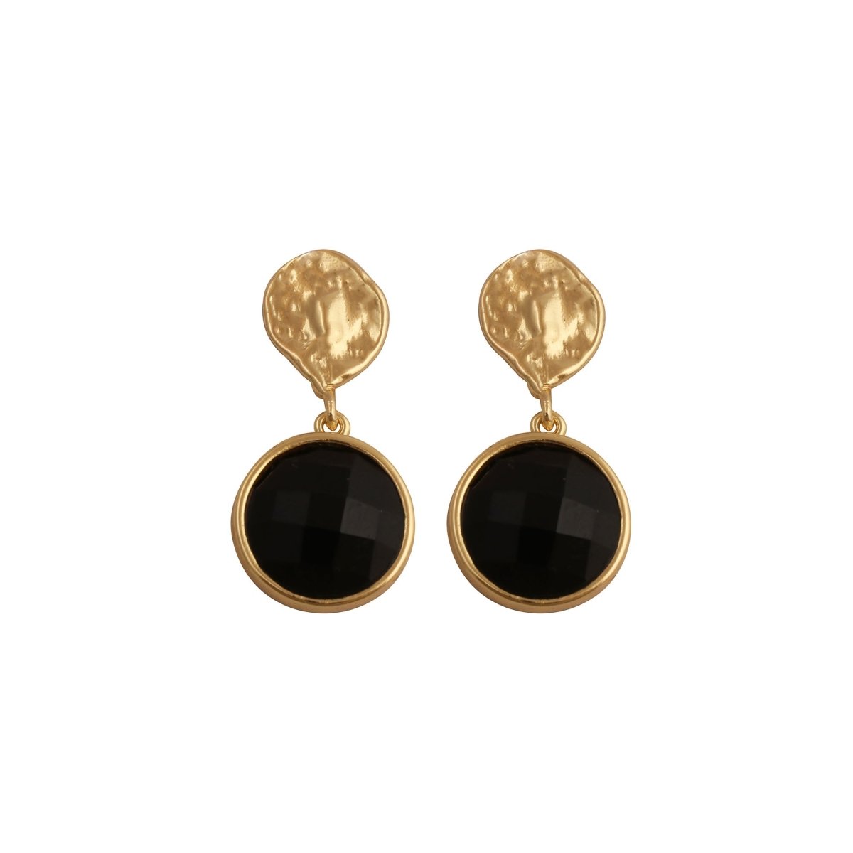 Boho Hammered Gold Plated & Gemstone White Moonstone Drop Earrings CE - 1038