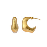 Bold Abstract Sculptural Chunky Gold Plated Hoop Earrings