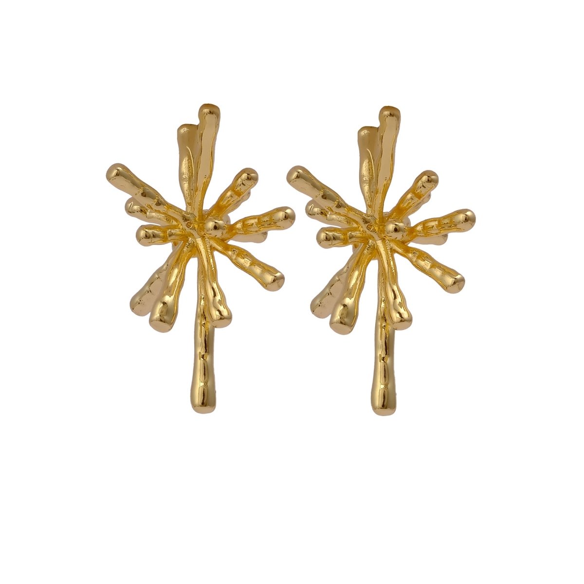 Bold Bloom Sculptural Gold Plated Statement Handmade Earrings