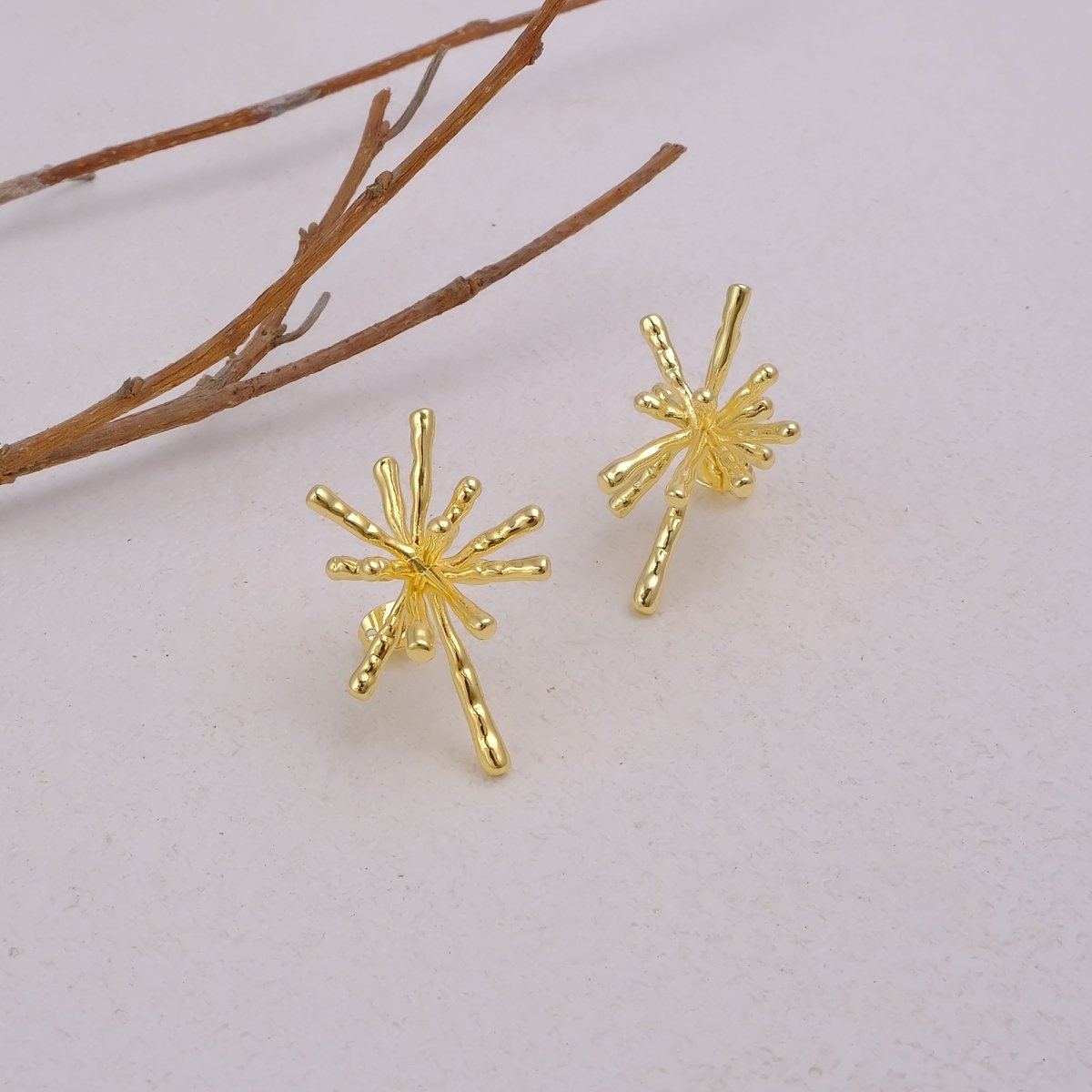 Bold Bloom Sculptural Gold Plated Statement Handmade Earrings