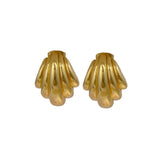 Bold Dome Shell Design Chunky Gold Plated Ribbed Statement Stud Earrings