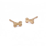 Bone Stud Earrings Cute Minimal Gold Plated Dog Bone Earrings for Pet Lovers