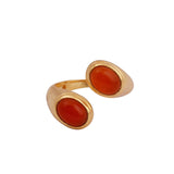 Carnelian Ring Handmade Statement Ring Gold Plated Ring Two Stone Ring Gemstone ring