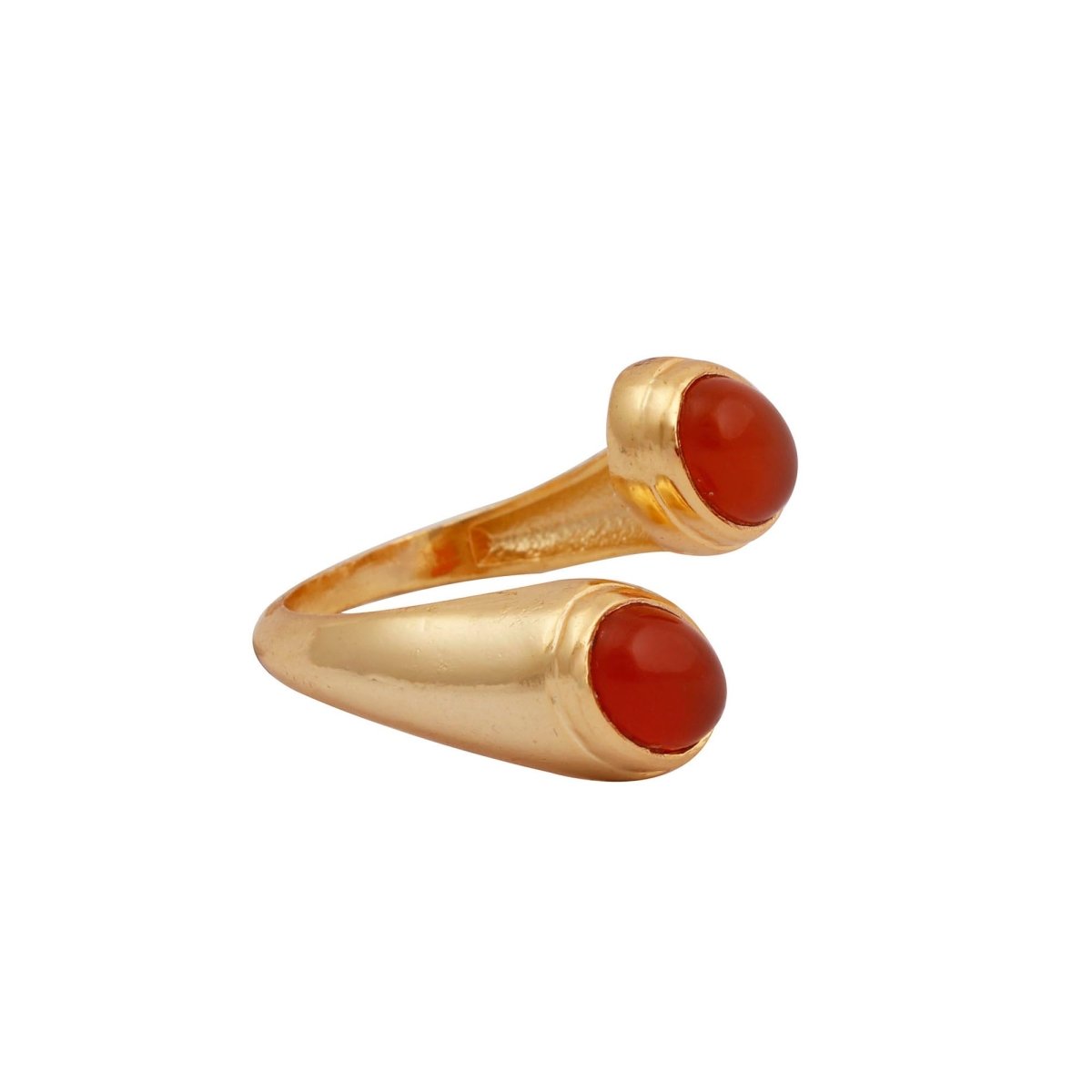 Carnelian Ring Handmade Statement Ring Gold Plated Ring Two Stone Ring Gemstone ring