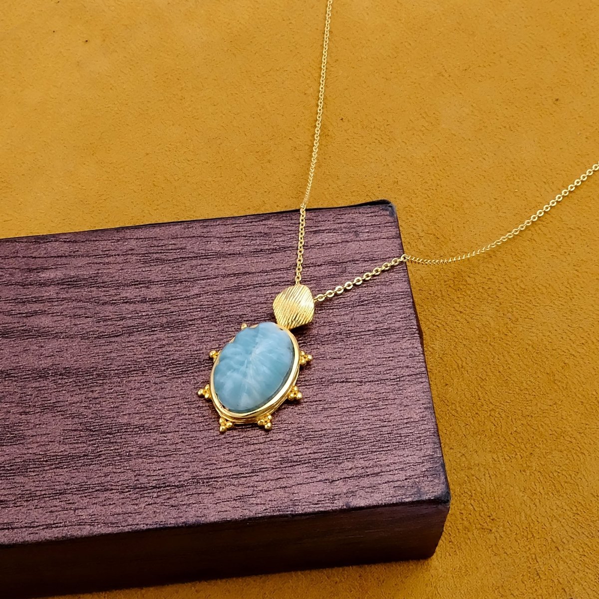 Carved Rose Quartz Tortoise Pendant Necklace, Gold Plated Floral Gemstone Jewelry 5373