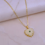 Carving Pendants Ivory with CZ Carved Gemstone Necklace, Birthstone Jewelry 5286