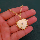 Carving Pendants Ivory with CZ Carved Gemstone Necklace, Birthstone Jewelry 5286 Clear