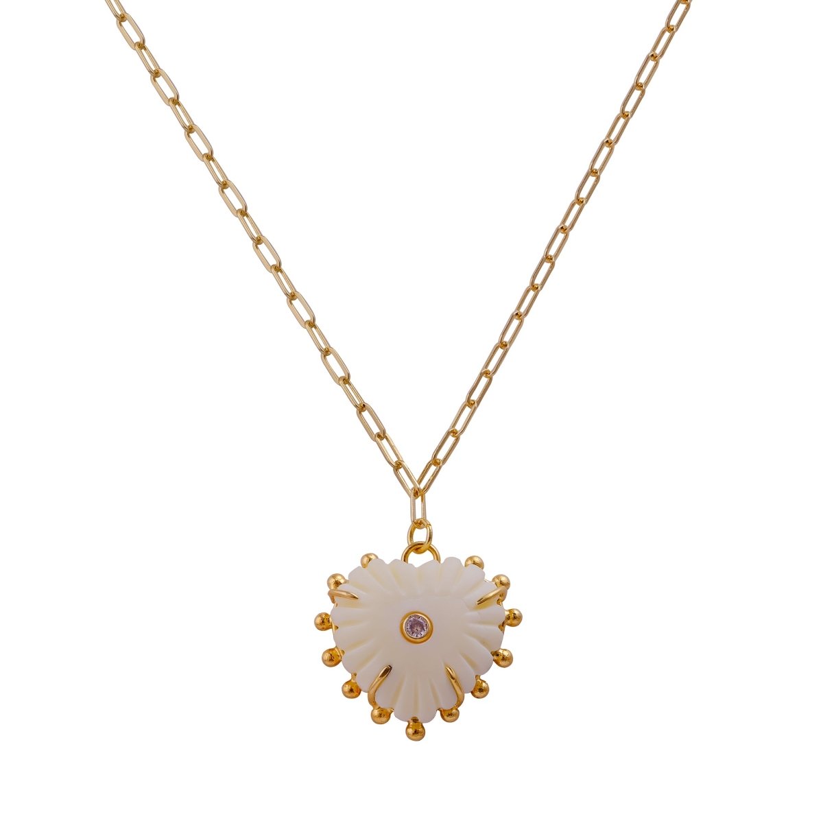 Carving Pendants Ivory with CZ Carved Gemstone Necklace, Birthstone Jewelry 5286