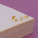 Chunky Gold Plated Mini Hoop Stud Earrings Minimal Modern Half Hoop Earrings