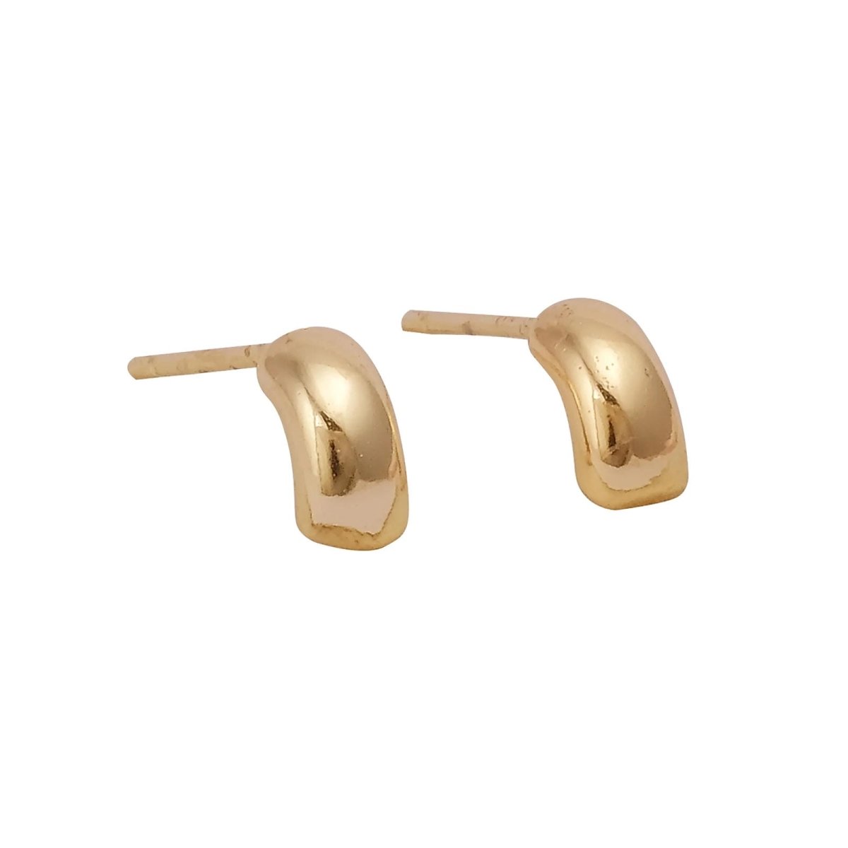 Chunky Gold Plated Mini Hoop Stud Earrings Minimal Modern Half Hoop Earrings
