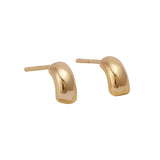 Chunky Gold Plated Mini Hoop Stud Earrings Minimal Modern Half Hoop Earrings