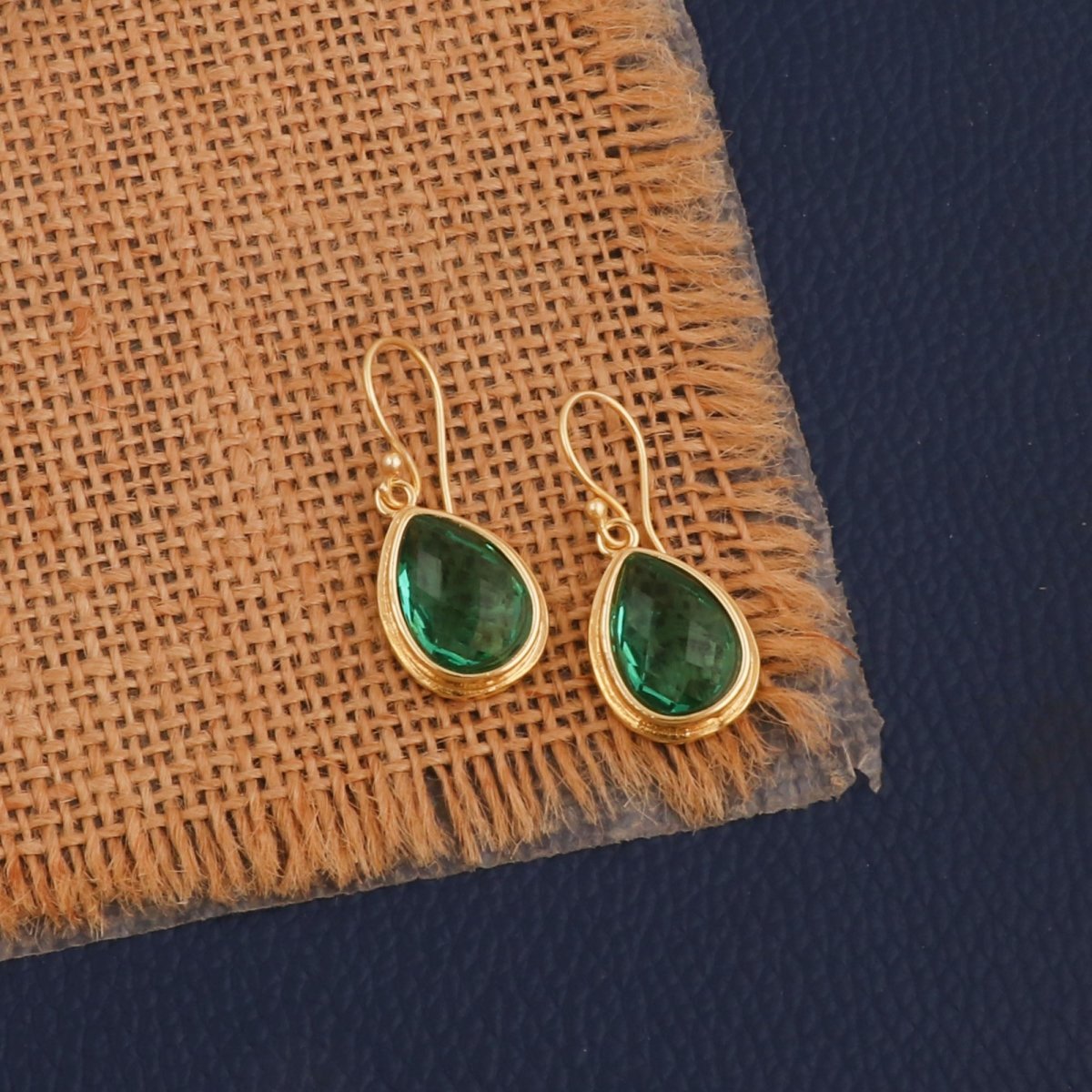 Citrine Faceted Pear Shape Earrings, Minimalist Gold Plated Brass Jewelry
