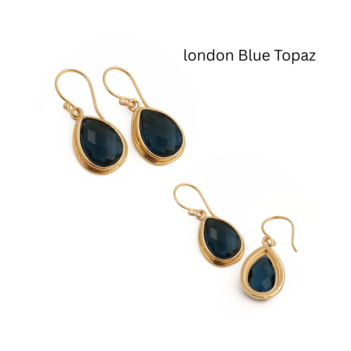 Citrine Faceted Pear Shape Earrings, Minimalist Gold Plated Brass Jewelry