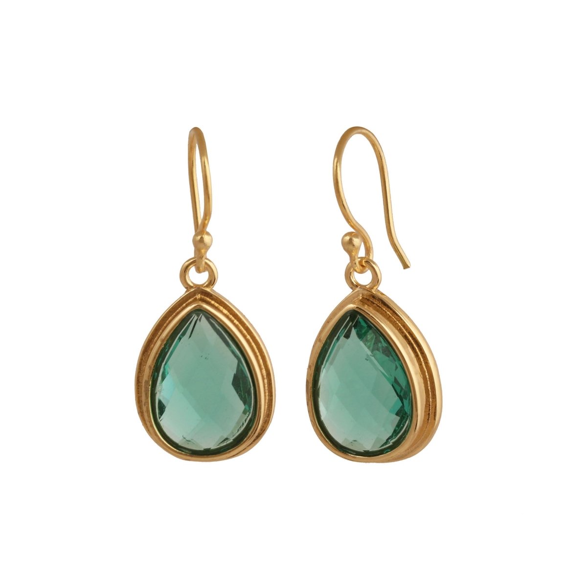 Citrine Faceted Pear Shape Earrings, Minimalist Gold Plated Brass Jewelry Apatite