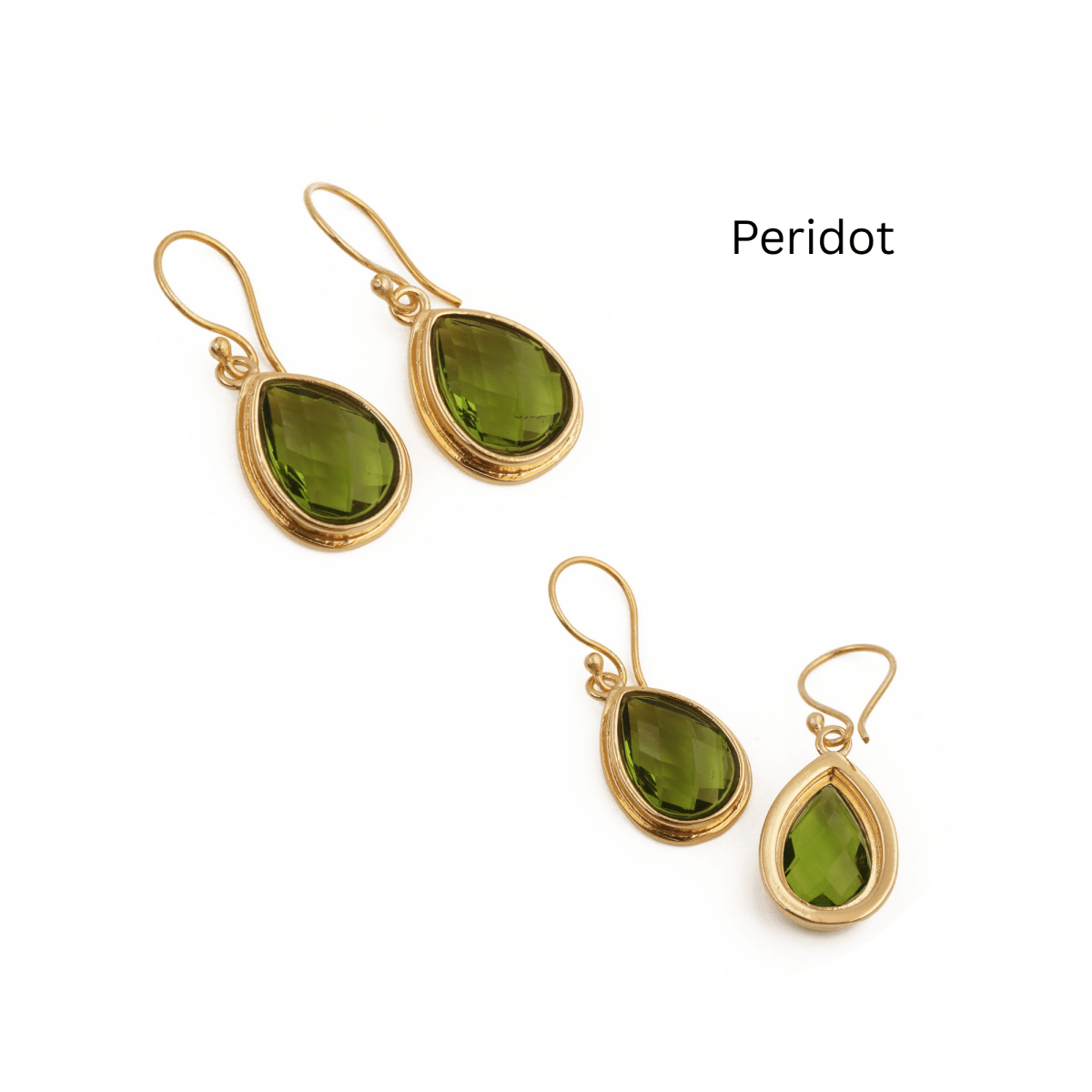 Citrine Faceted Pear Shape Earrings, Minimalist Gold Plated Brass Jewelry