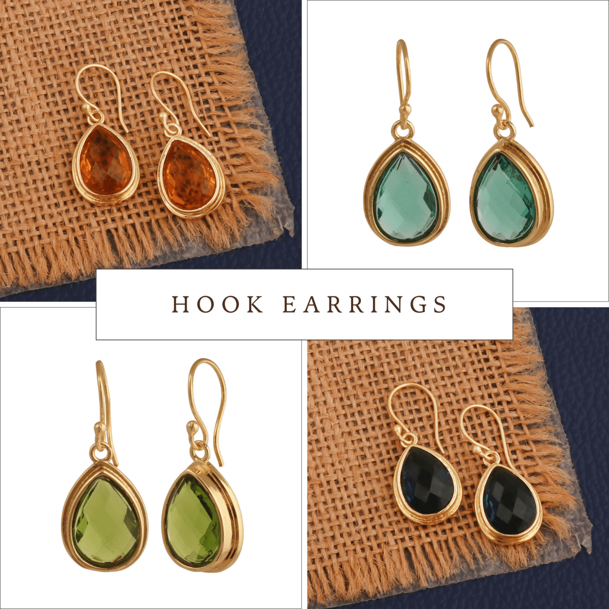 Citrine Faceted Pear Shape Earrings, Minimalist Gold Plated Brass Jewelry