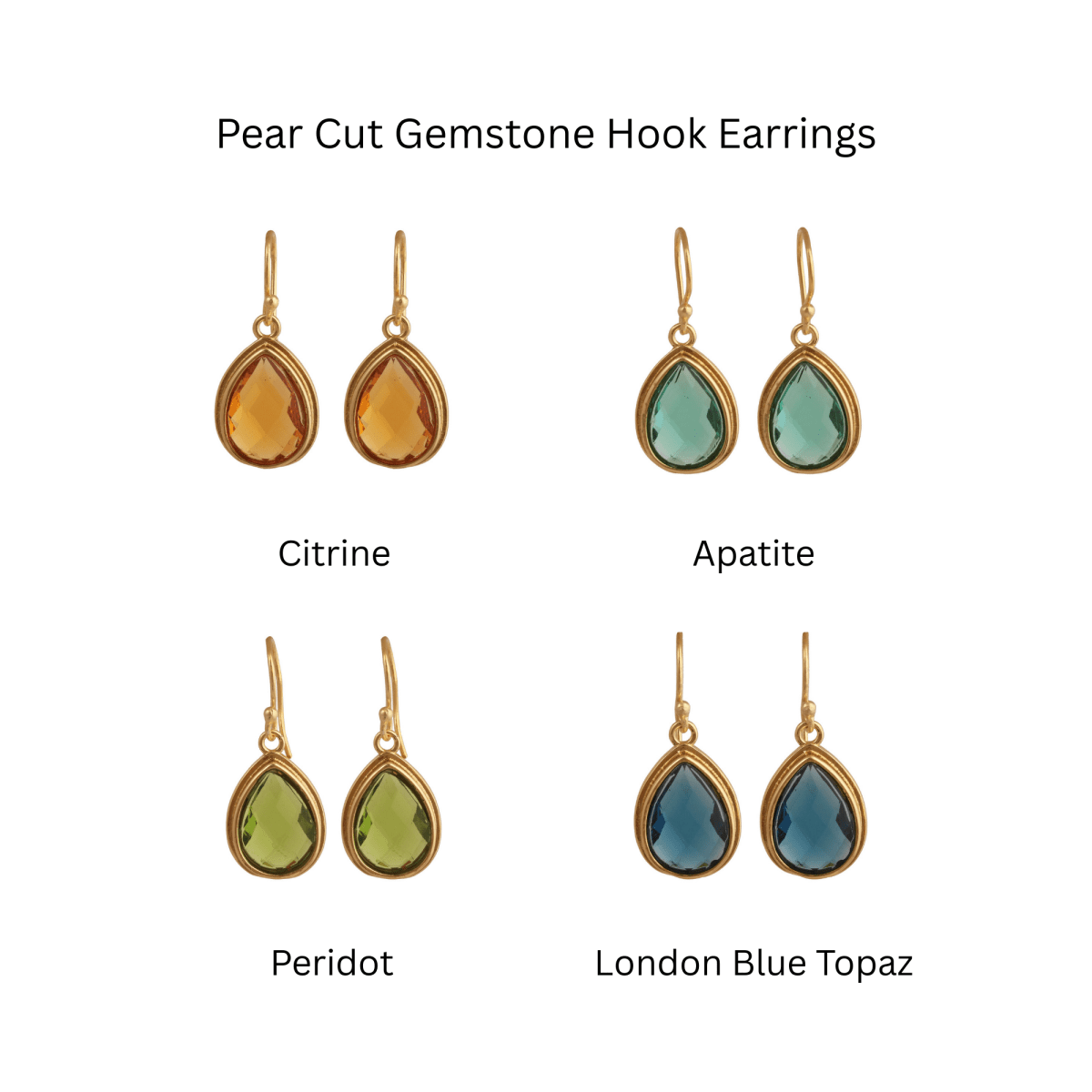 Citrine Faceted Pear Shape Earrings, Minimalist Gold Plated Brass Jewelry