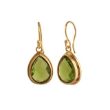 Citrine Faceted Pear Shape Earrings, Minimalist Gold Plated Brass Jewelry Peridot