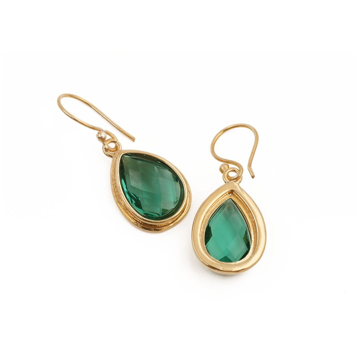 Citrine Faceted Pear Shape Earrings, Minimalist Gold Plated Brass Jewelry