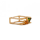 Citrine, Peridot Bezel Gemstone Ring Geometric Gold Plated Ring Jewelry