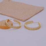Classic Gold Plated Statement Chain Link Hoops Earrings