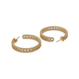 Classic Gold Plated Statement Chain Link Hoops Earrings