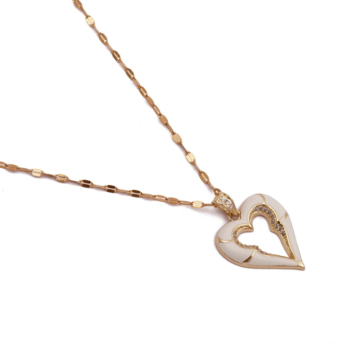 Classic Hollow Heart Pendant Elegant Cut - Out Heart Pendant Necklace Gold Plated Jewelry For Her
