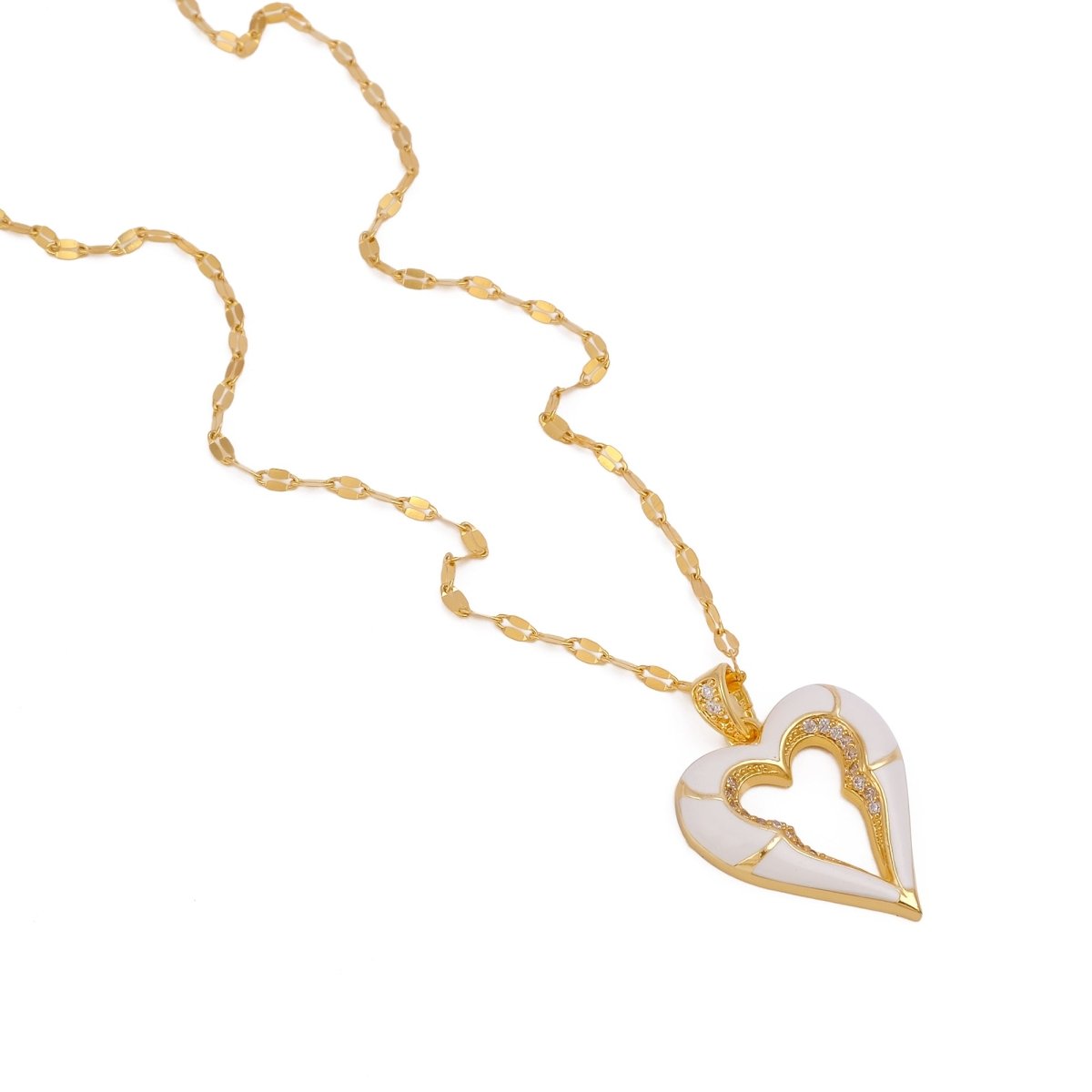 Classic Hollow Heart Pendant Elegant Cut - Out Heart Pendant Necklace Gold Plated Jewelry For Her