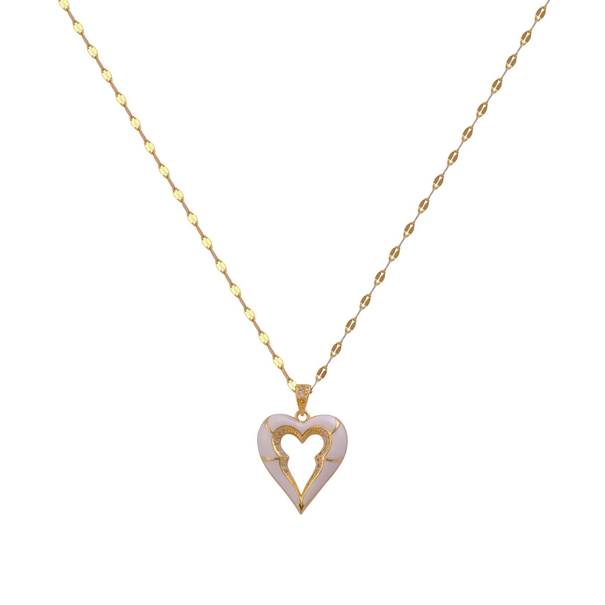 Classic Hollow Heart Pendant Elegant Cut - Out Heart Pendant Necklace Gold Plated Jewelry For Her