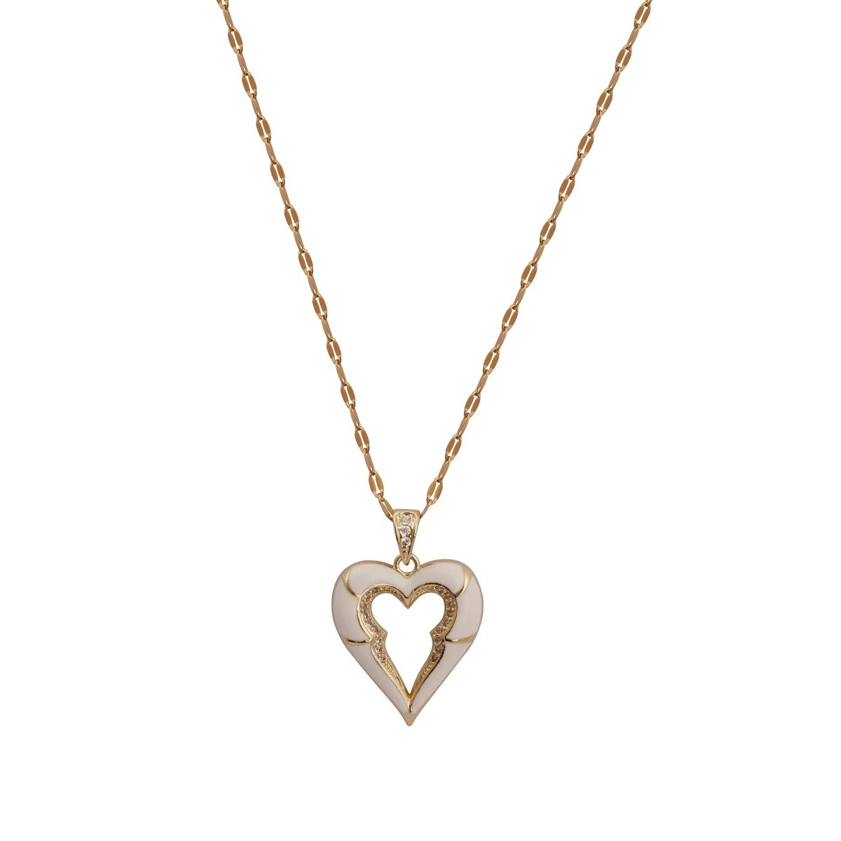 Classic Hollow Heart Pendant Elegant Cut - Out Heart Pendant Necklace Gold Plated Jewelry For Her